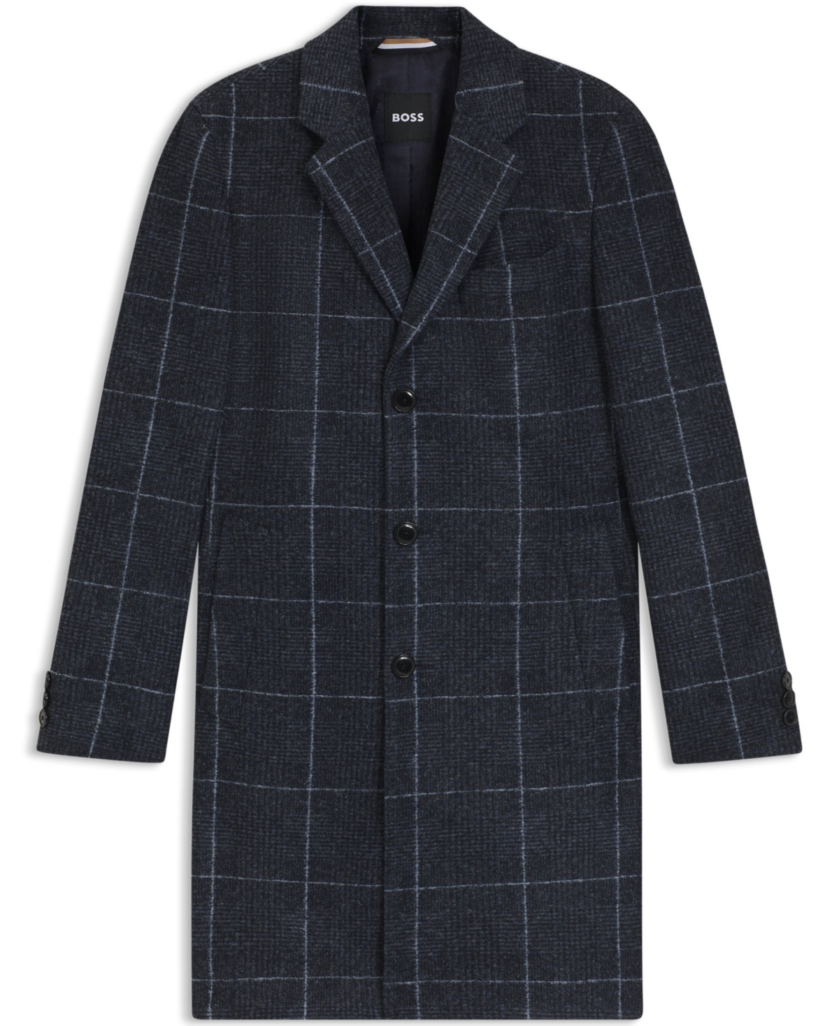 Hugo Boss Boss By  Men's Plain Check Slim-fit Coat In Blue