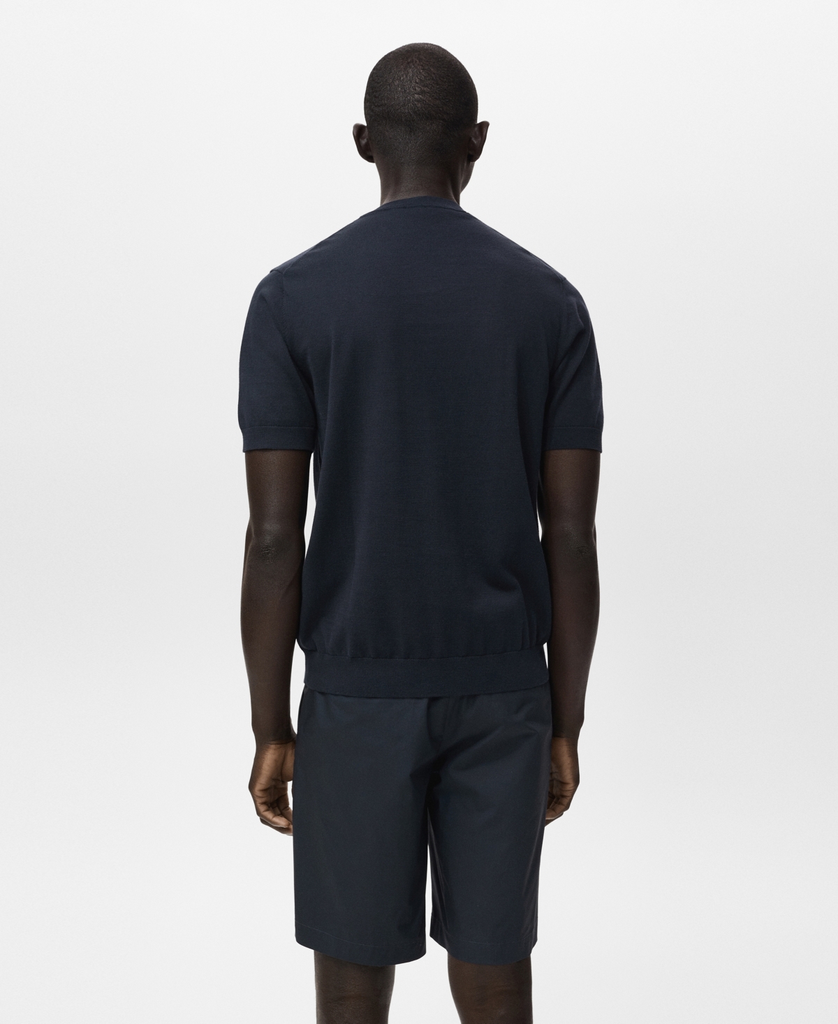 Mango Short Sleeve Cotton Crewneck Sweater In Blue