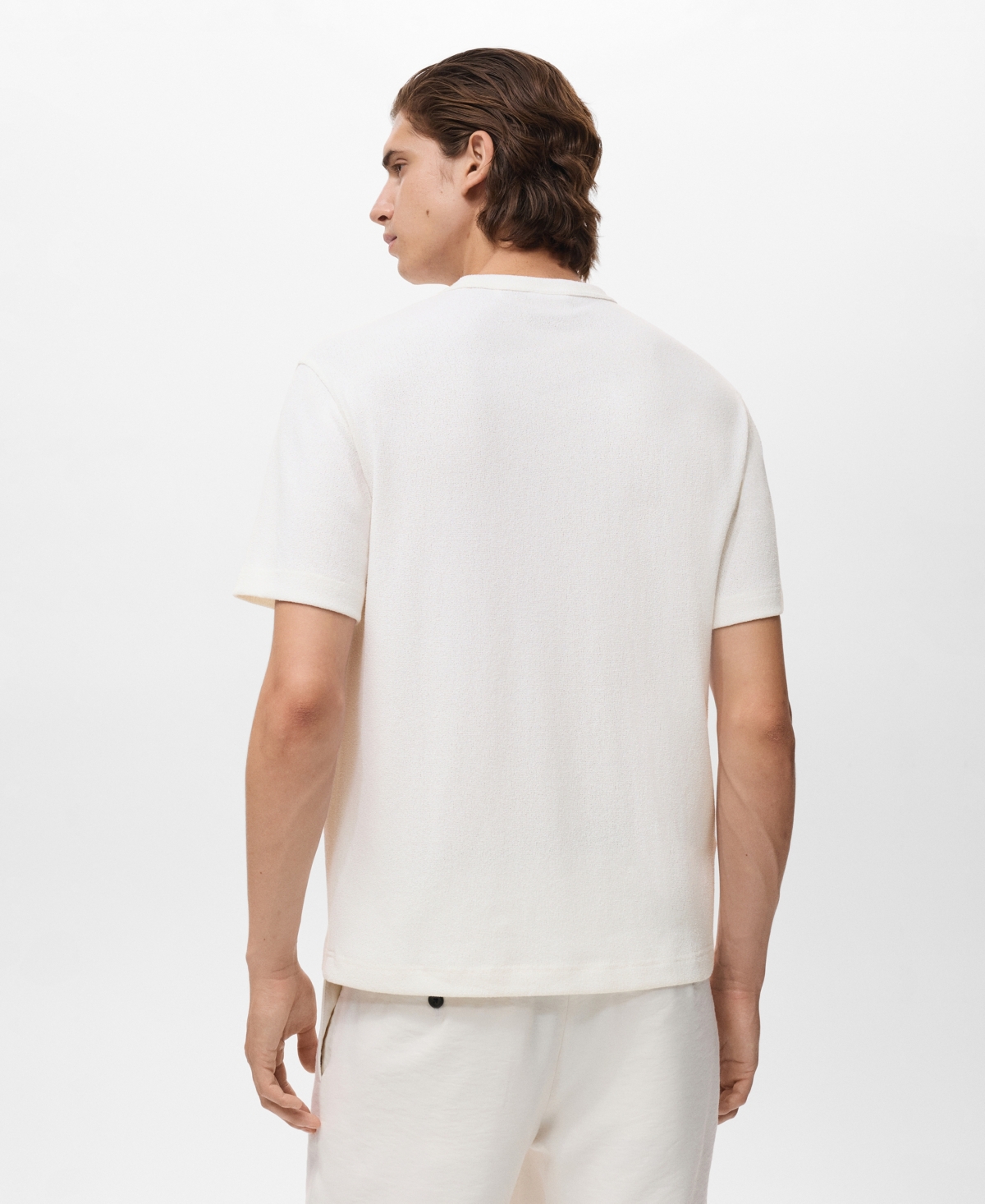 Mango Short Sleeve Cotton Crewneck Sweater In White