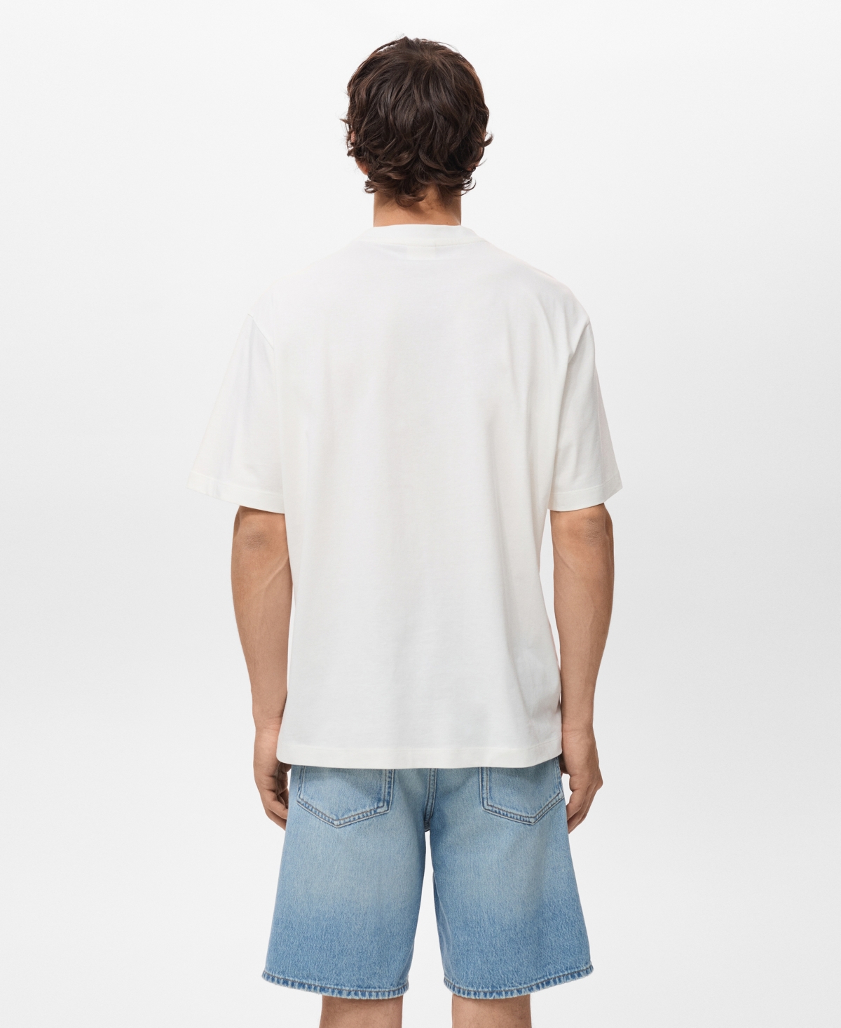 Mango Relaxed Fit Graphic T-shirt In White