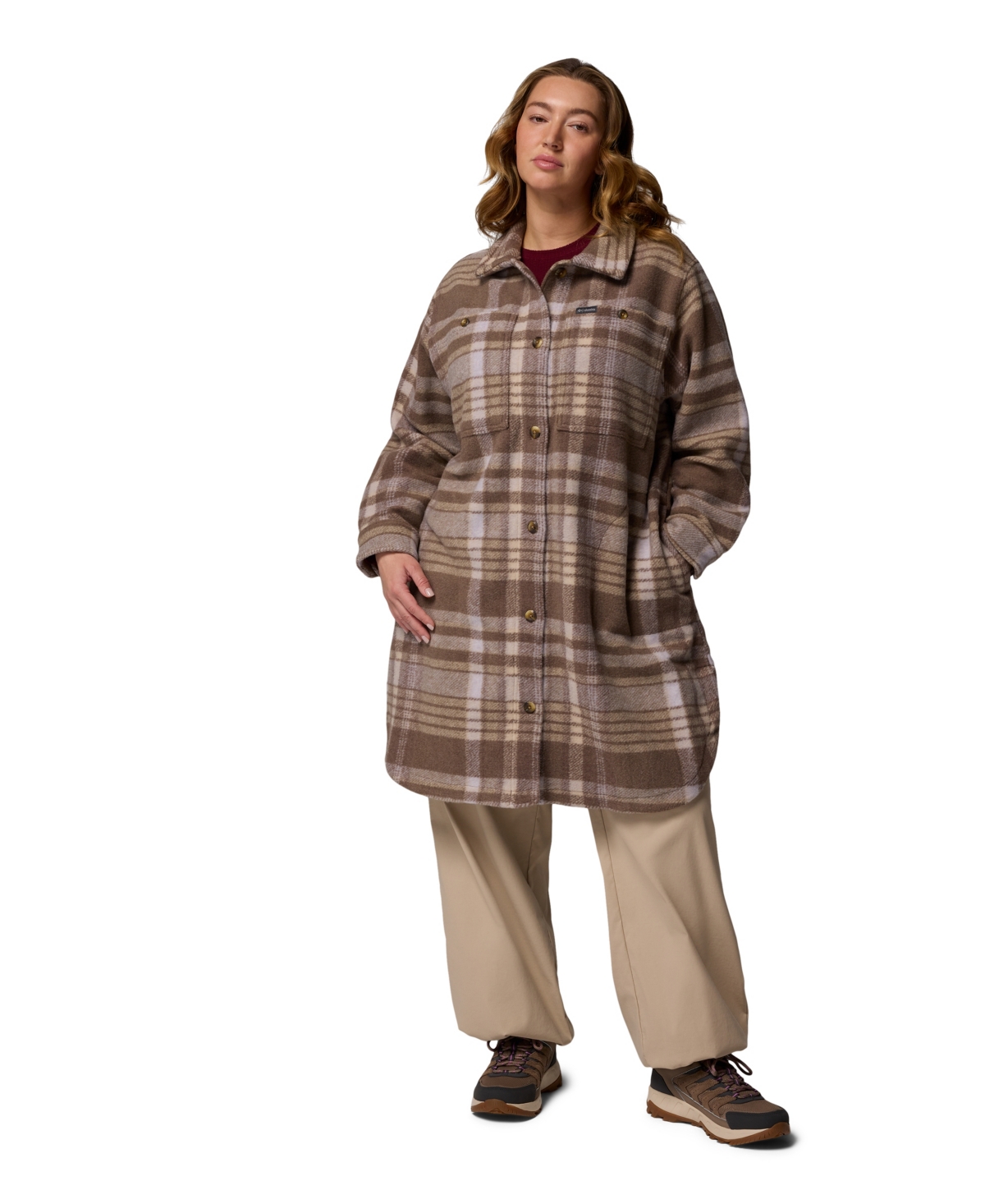 Columbia Plus Size Wildest Venture Long Fleece Coat In Neutral