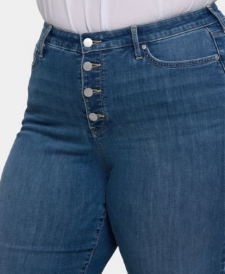 Plus Size Teresa Wide Leg Exposed Button Fly Jeans