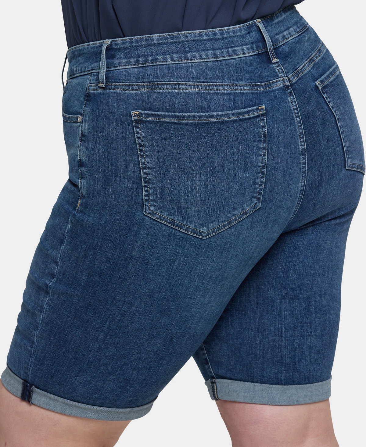 Nydj Briella Roll Cuff Jean Shorts In Valencia Surf In Blue