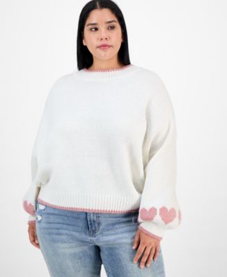 Hippie Rose - Trendy Plus Size Heart-Graphic Sweater