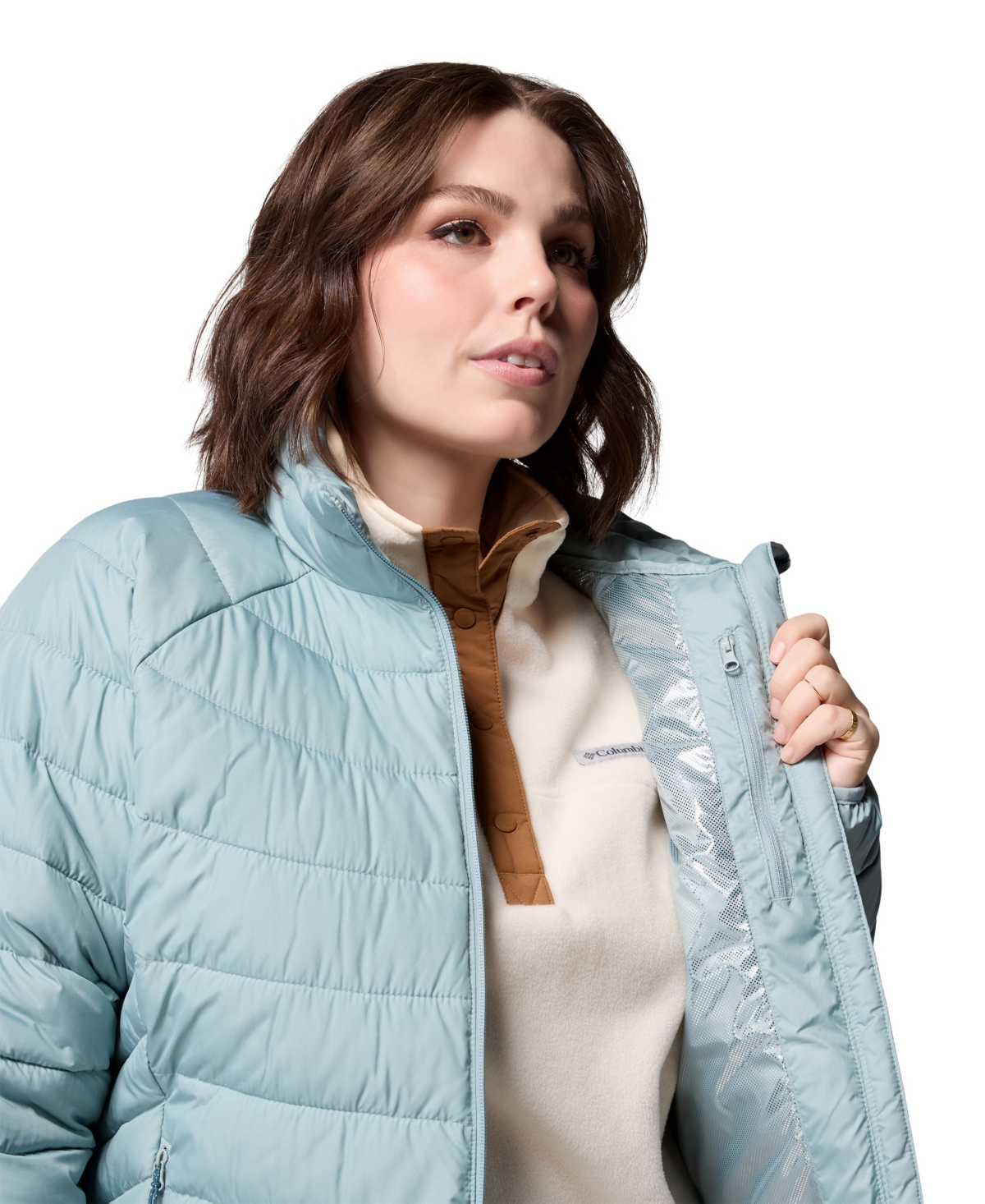 Columbia Plus Size Powder Lite Ii Full Zip Insulated Jacket In Blue