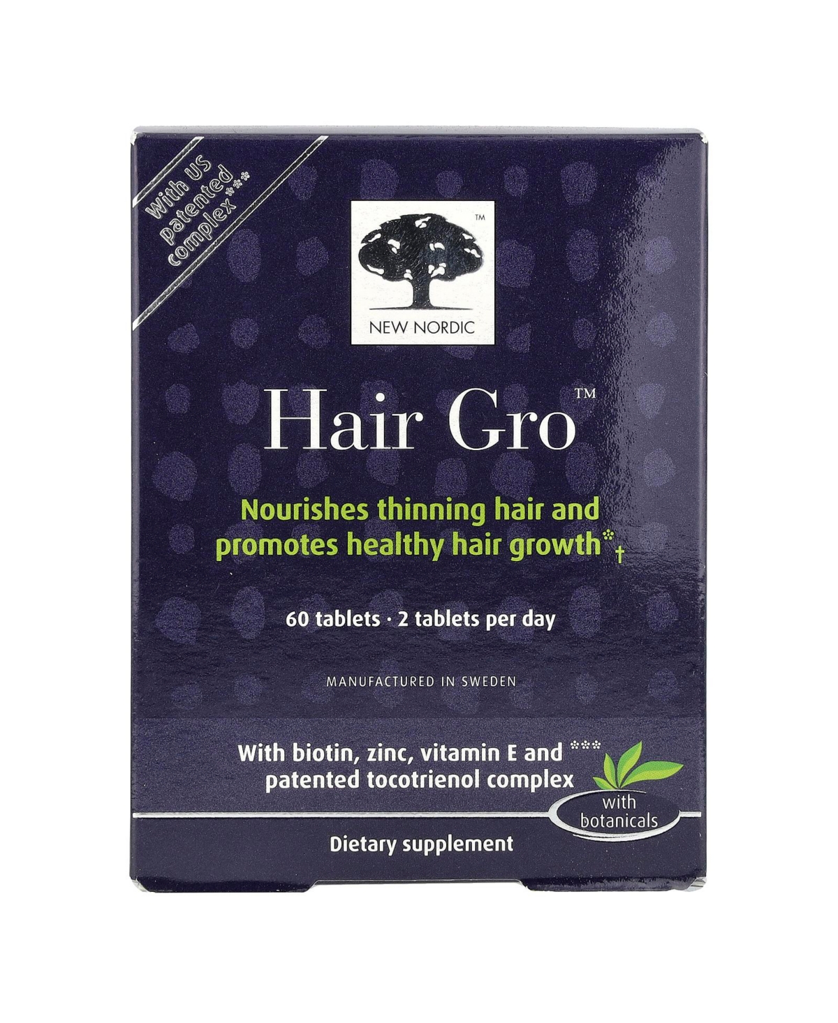 New Nordic Hair Gro | Hair Growth Supplement Tablets | Biotin & Palm Fruit Extract for