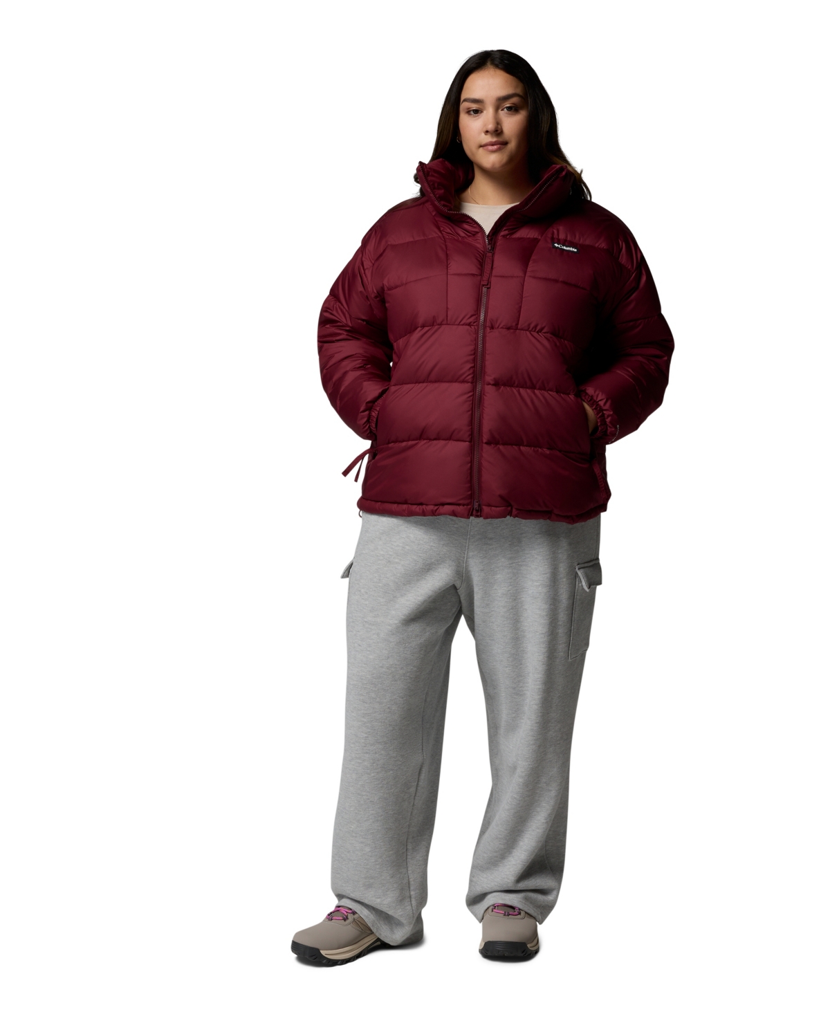 Columbia Plus Size Pike Lake High Collar Puffer Jacket In Burgundy