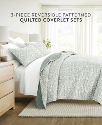 Tossed Ferns Reversible 3-Pc. Quilt Set, Full/Queen