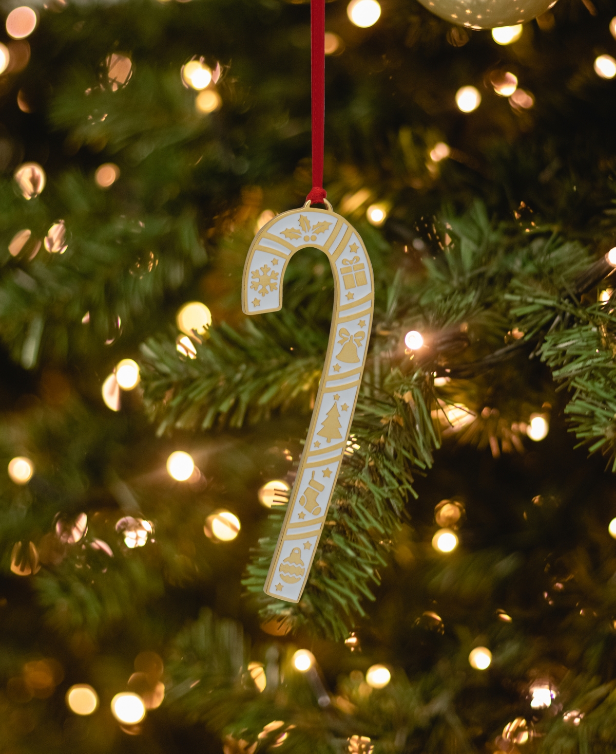 Wallace 2025 Gold-plated Enameled Candy Cane Ornament, 45th Edition In Multi