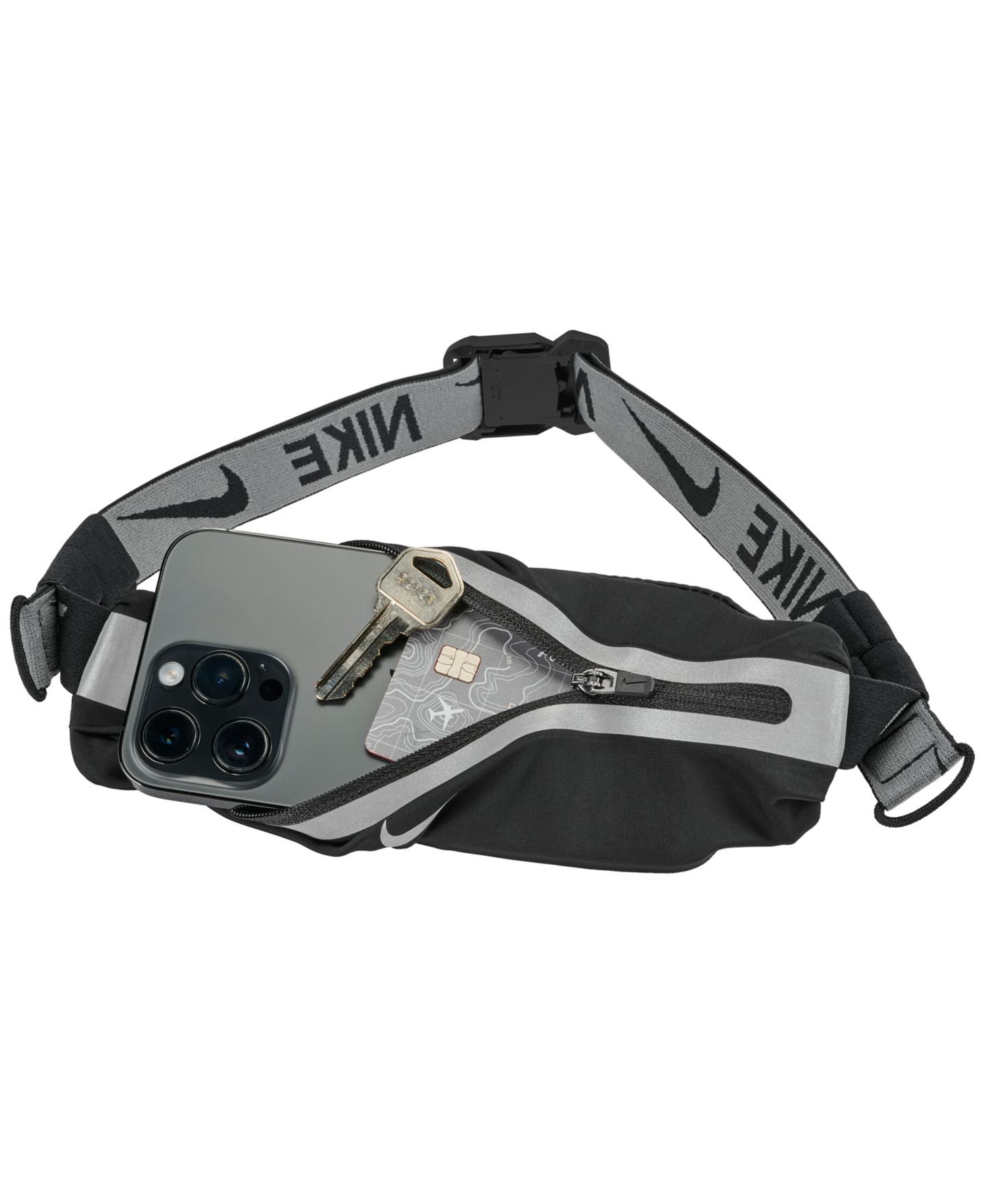 Мужская сумка Nike Slim 4.0 Waistpack, цвет: Чёрный / Серебряный — фото 3