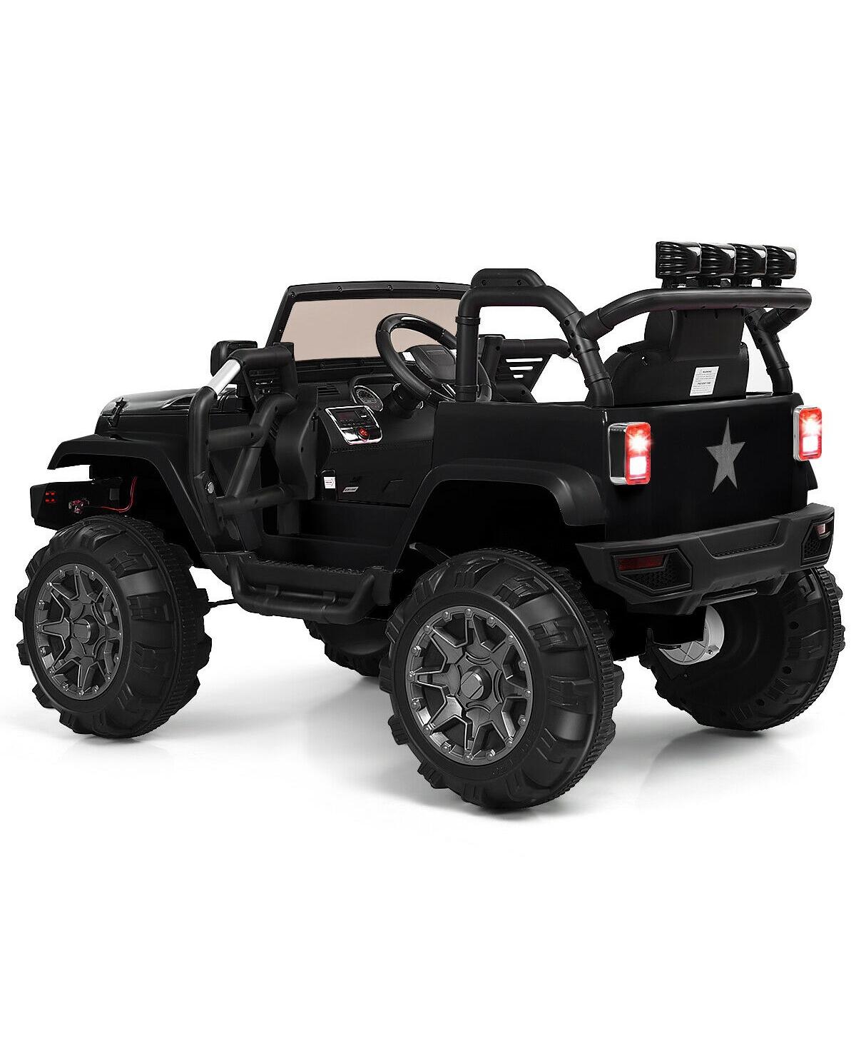Akiudex 12V Kids Remote Control Riding Truck Car with Led Lights - Black