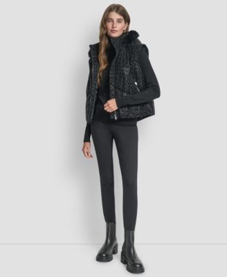 Women's Cheetah Print Tech Puffer Vest Jacket