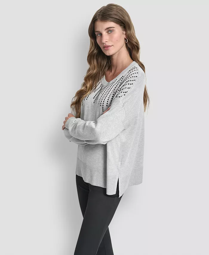 Women's Hotfix Fringe Long Sleeve Sweater - thumbnail 10