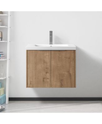 24 Inch Floating Bathroom Vanity with Sink and Soft-Close Doors for Small Spaces