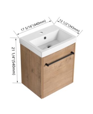 18 Inch Floating Bathroom Vanity with Ceramic Sink and Soft-Close Cabinet Door