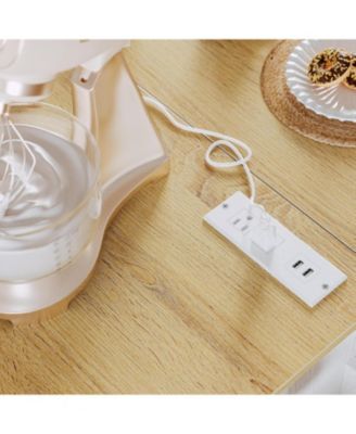 Kitchen Island with Storage, Drop Leaf, 3 Open Spice Rack Shelf, White