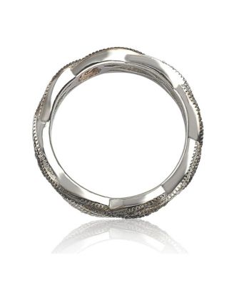 Suzy Levian Sterling Silver Cubic Zirconia Crossover Eternity Band