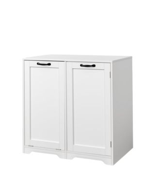 Laundry Cabinet with Doors, Tilt-Out Hamper, and Adjustable Shelf