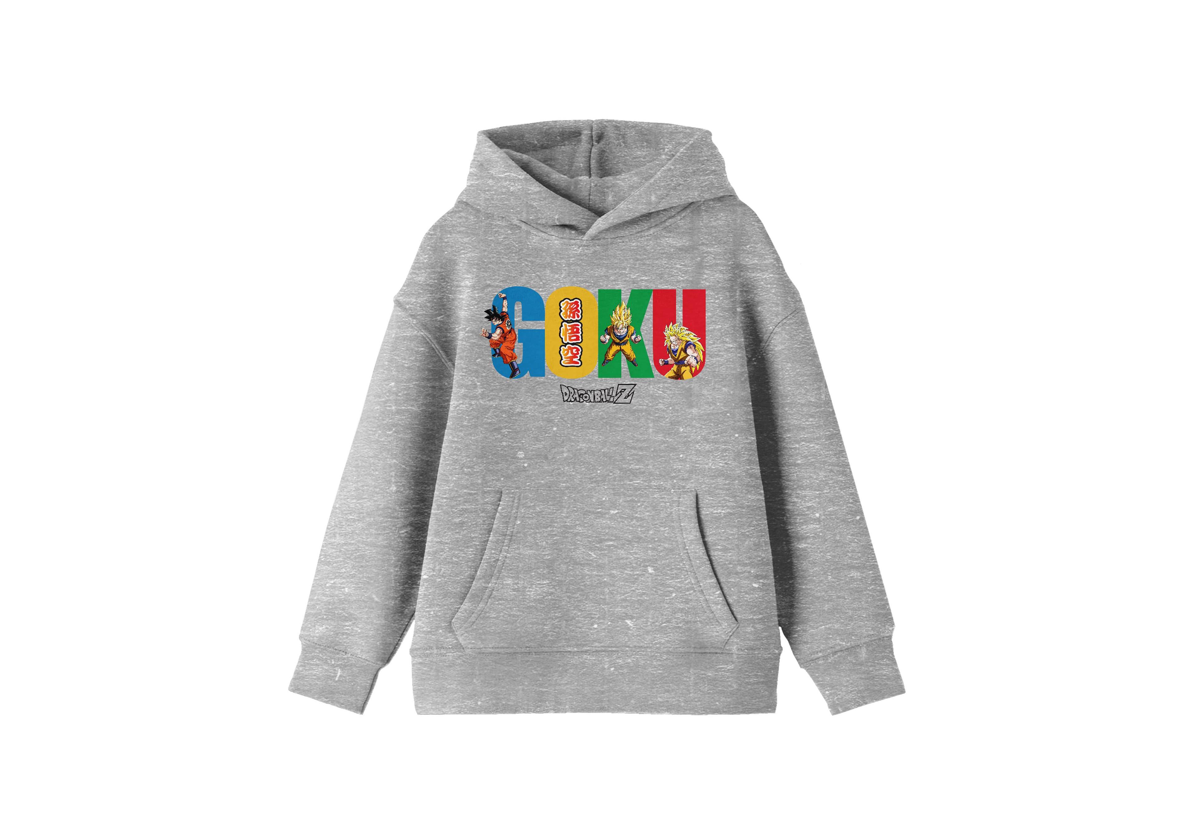 Dragon Ball Z Multiple Goku Youth Heather Gray Hoodie-l