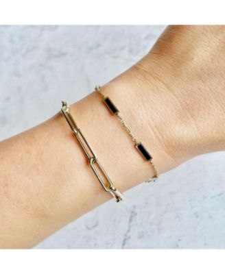 Onyx Bar Chain Bracelet 14K Gold