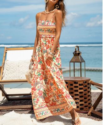 Women's Papaya Punch Floral Maxi Beach Dress