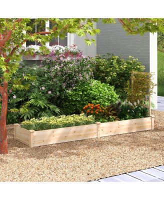 Raised Garden Bed Wooden Planter Box with Divided Space
