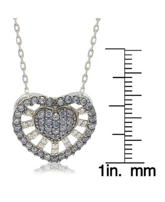 Suzy Levian Sterling Silver Sapphire & Created White Sapphire Heart Necklace