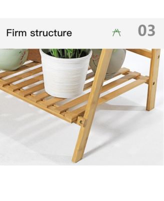 3 Tier Bamboo Hanging Folding Plant Shelf Stand Flower Pot Display Rack Bookcase