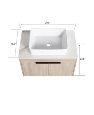 30 Inch Floating Vanity with Ceramic Basin