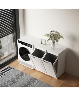 Laundry Cabinet with 2 Removable Liner Bags for Sorting and Storage