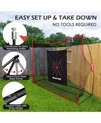 10x7ft Heavy Duty Golf Practice Net - Includes Mat, Target Cloth, 8 Tees, 6 Balls & Carry Bag, for Backyard, Indoor & Outdoor Training