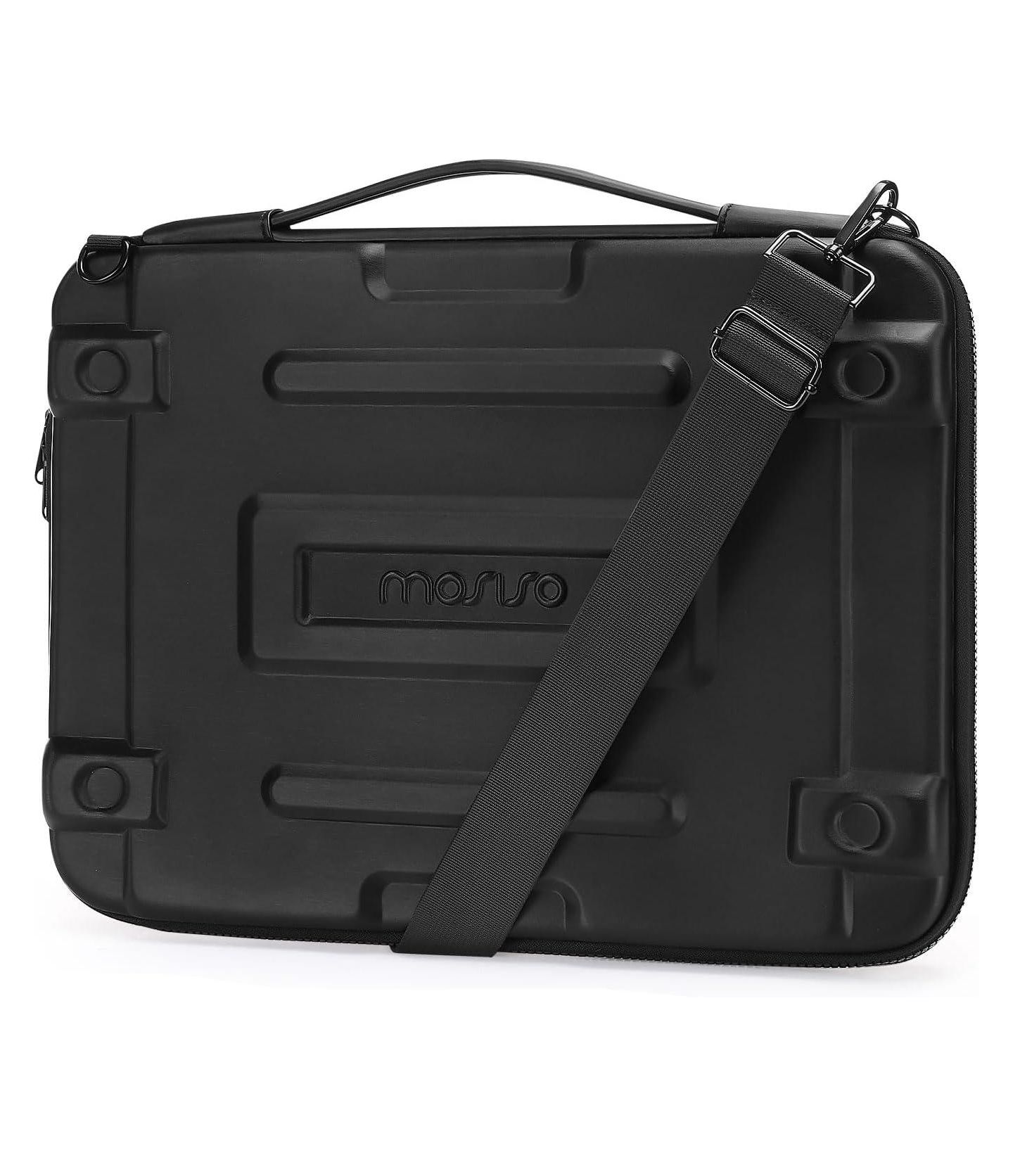 Сумка MOSISO Black Hard Shell Laptop Sleeve - 15.6"/16" Abstract Geometric Waterproof Case with Strap for MacBook/HP/Dell/Lenovo/Asus, цвет: Чёрный — фото 1