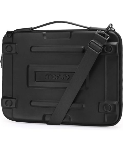 Сумка MOSISO Black Hard Shell Laptop Sleeve - 15.6"/16" Abstract Geometric Waterproof Case with Strap for MacBook/HP/Dell/Lenovo/Asus, цвет: Чёрный