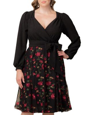 Plus Size Chelsea Embroidered Midi Cocktail Dress