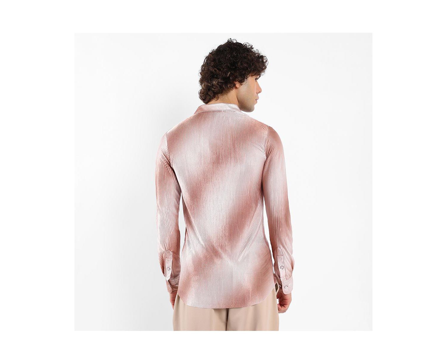 Men's Ombre-Pleated Shirt