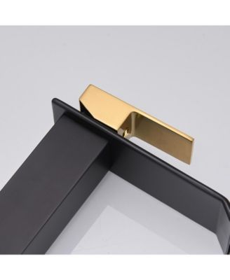 Waterfall Single Hole Single-Handle Low-Arc Bathroom Faucet With Supply Line in Brushed Gold