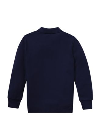 Toddler and Little Boys Cotton Mesh Long Sleeve Polo Shirt