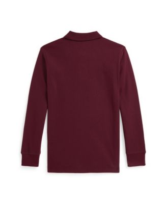 Big Boys Cotton Mesh Long Sleeve Polo Shirt