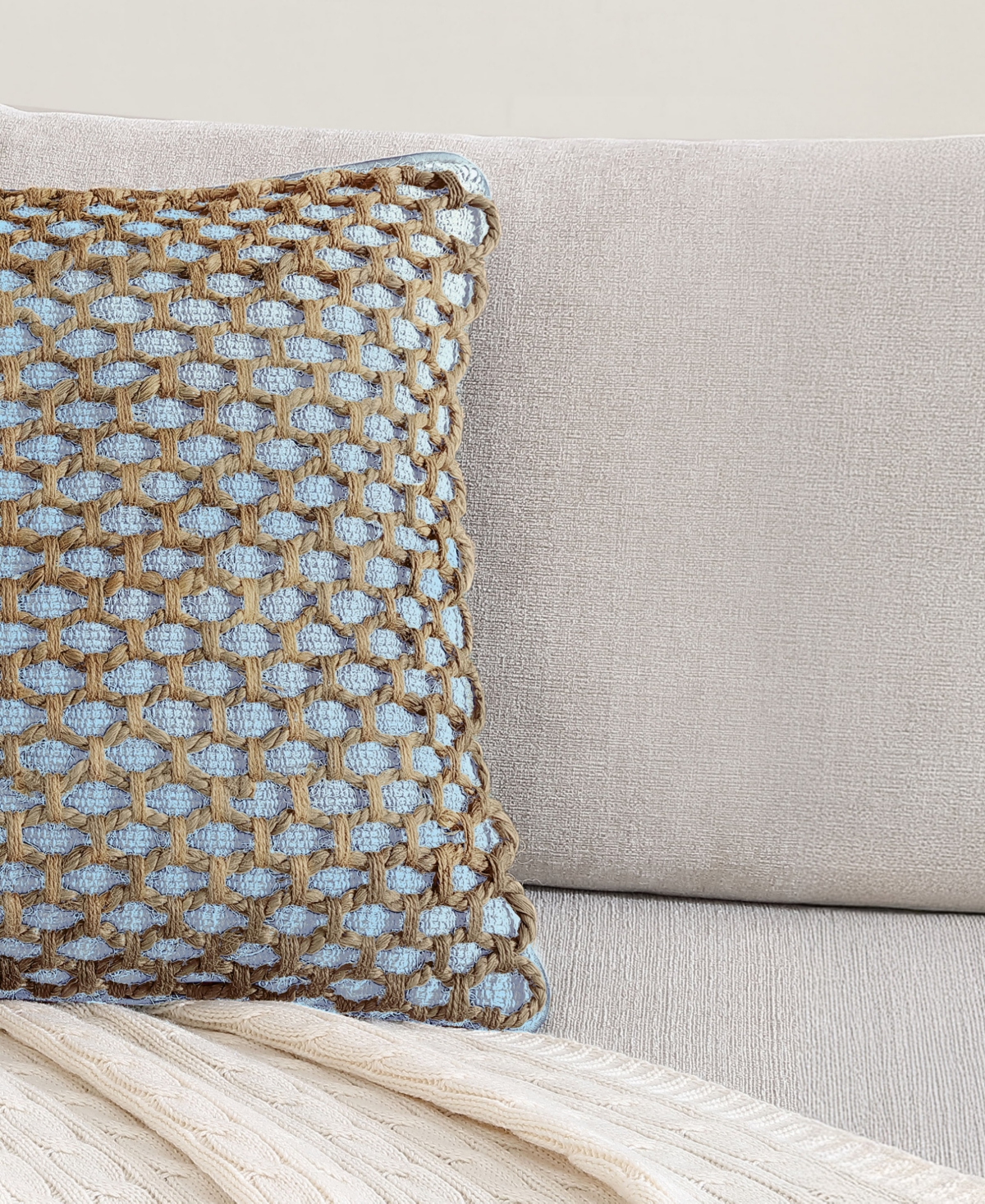 Boho Living Jada Jute Decorative Pillow, 18" X 18" In Blue
