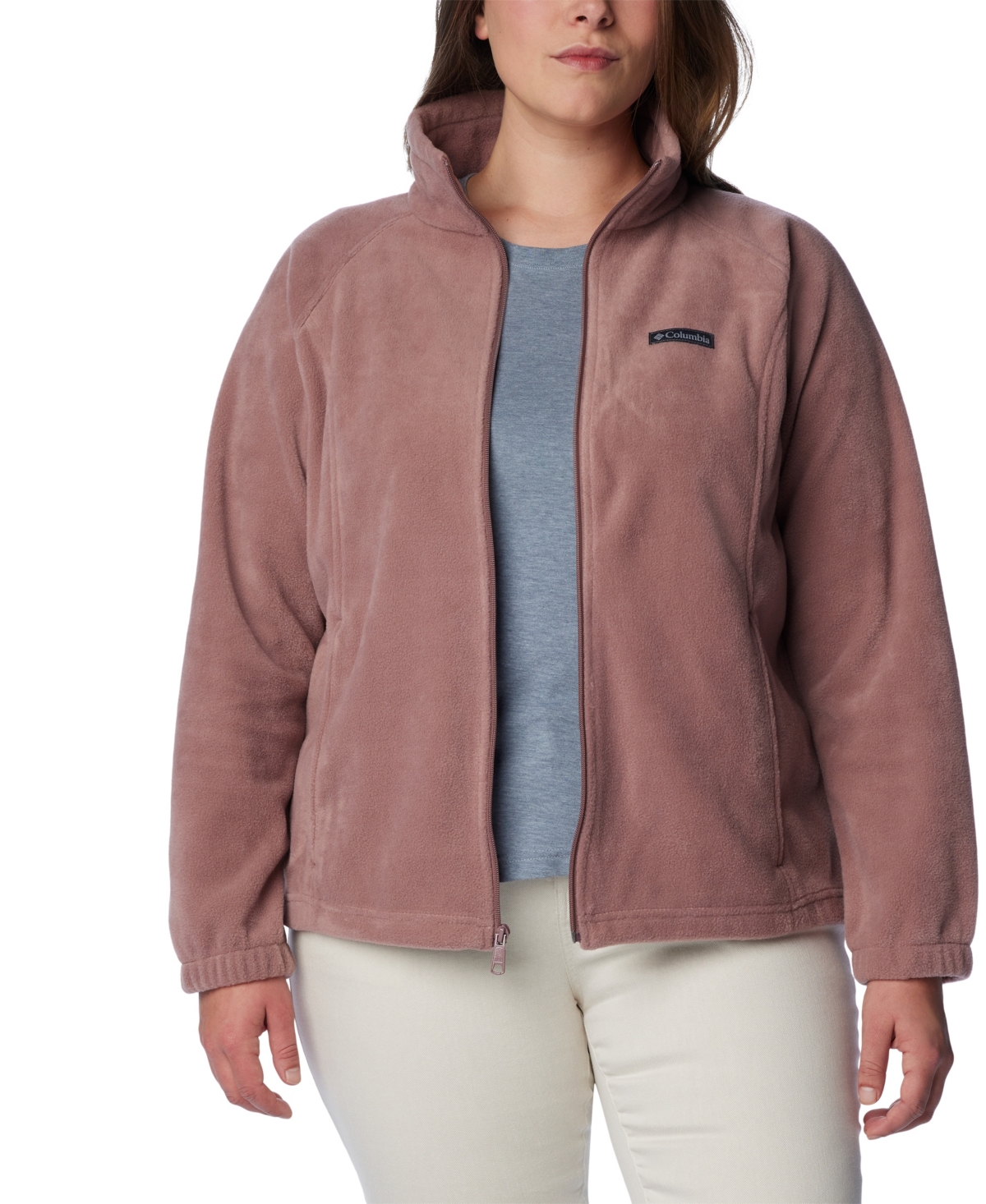 Columbia Plus Size Benton Springs Fleece Long Sleeve Jacket In Purple
