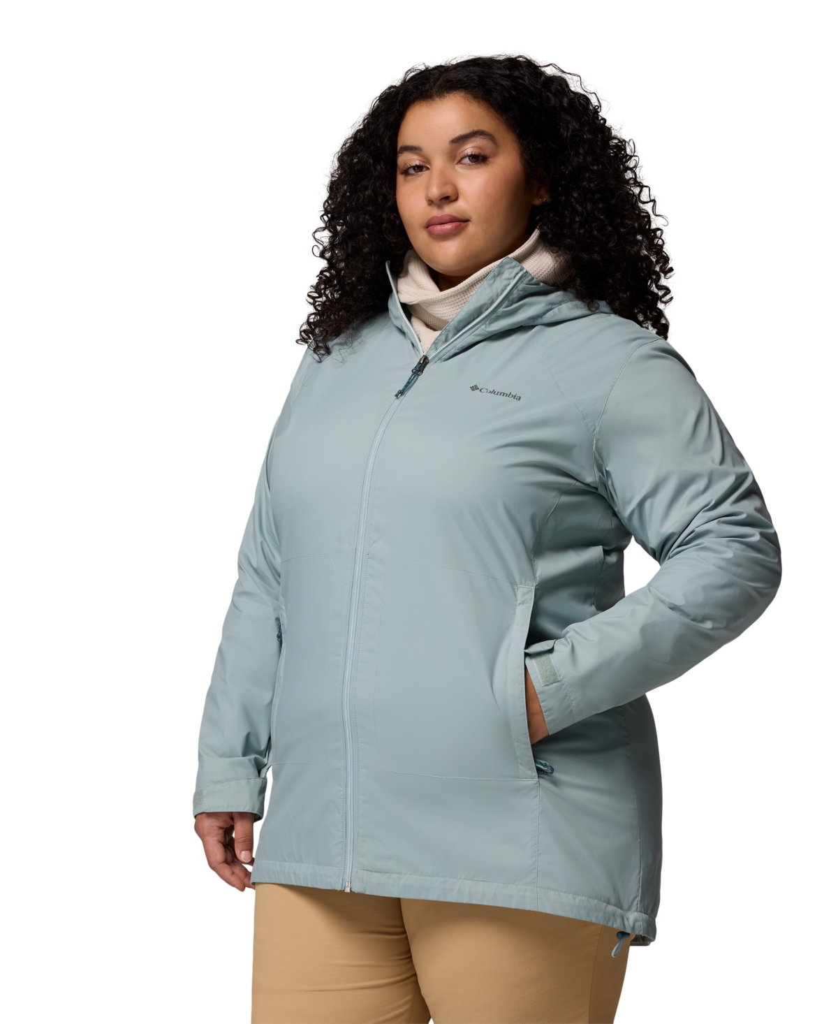 Columbia Plus Size Switchback Lined Long Zipper Jacket In Blue