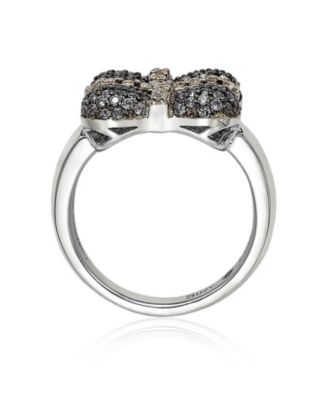 Suzy Levian Sterling Silver Sapphire & Created White Sapphire Wrapped Cushion Ring