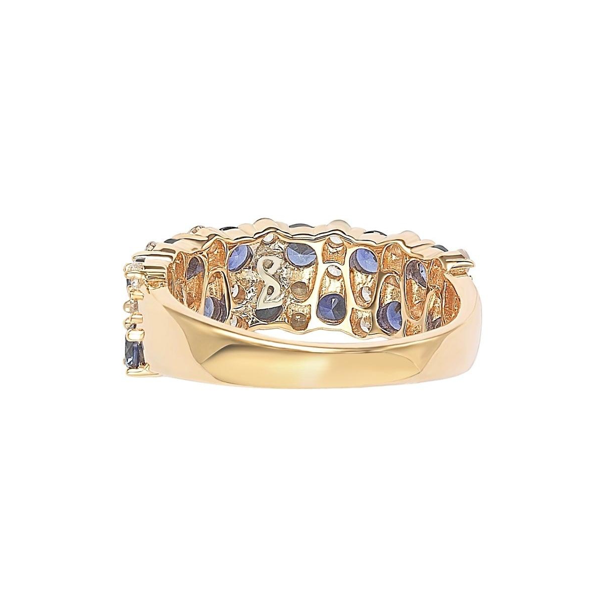 Suzy Levian Sterling Silver Natural Sapphire & Created White Double Row Band
