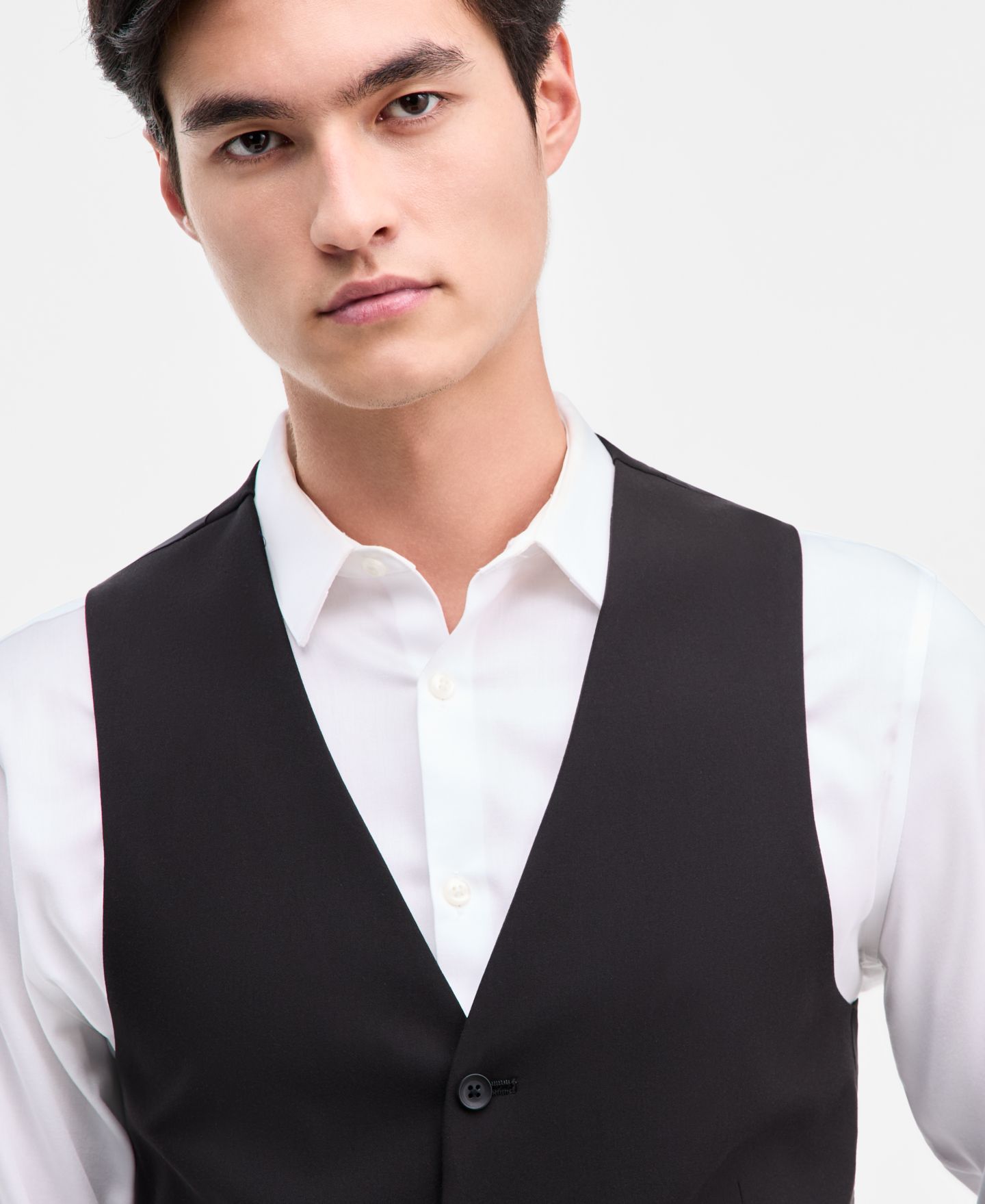 Мужской жилет Kenneth Cole Reaction Slim-Fit Techni-Cole Suit Separates Vest, цвет: Чёрный — фото 3