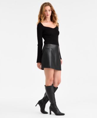 Women's Faux-Leather Fitted Mini Skirt, Macy's Exclusive