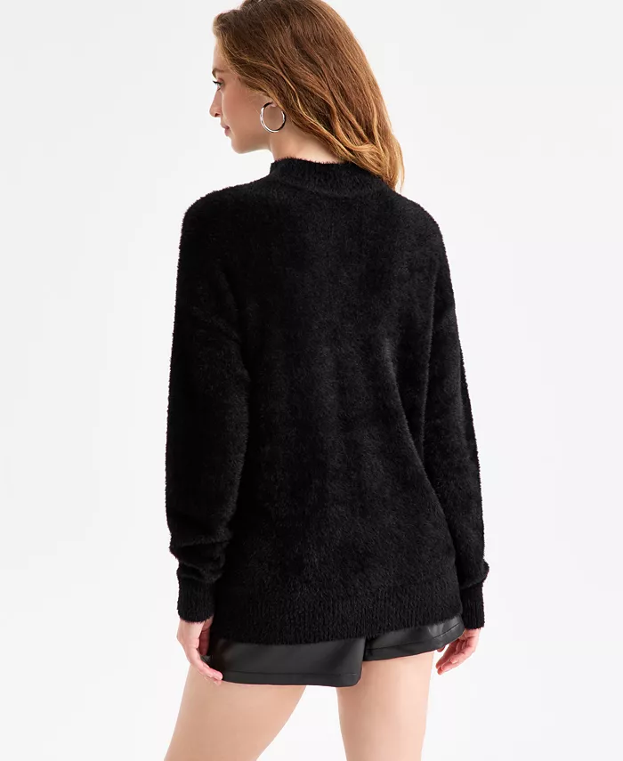 Women's Mock-Neck Fuzzy Sweater - thumbnail 6