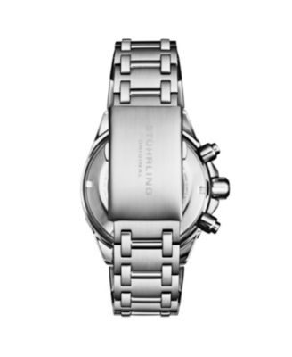 1022 Men s Chronograph Watch Quartz Movement Black Dial Silver Subdials Black Bezel Stainless Steel Case and Bracelet 50M Water Resistant