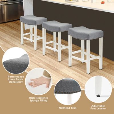 24" Upholstered Saddle Seat Counter Stool
