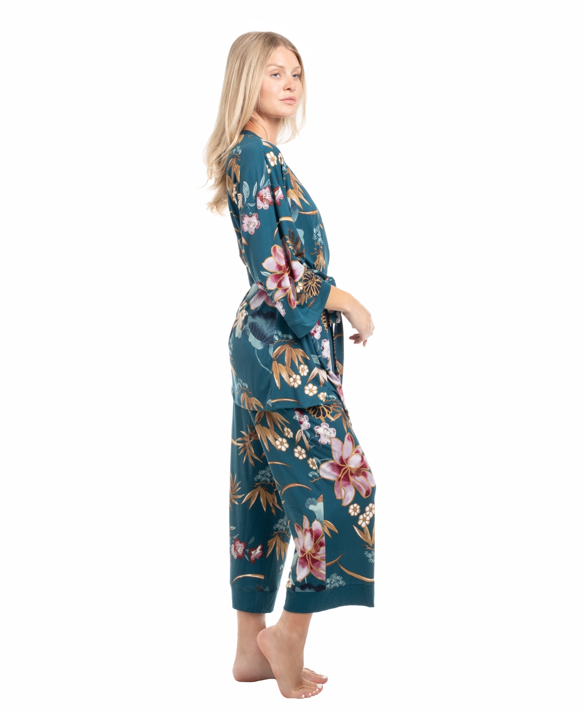 Linea Donatella Women's Knit Mihoko 3pcs Travel And Sleep Pajama Set In Multi