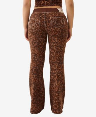 Women's Big T Crystal Leopard Flare Jeans